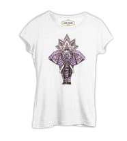 Fil - Mandala Taç Beyaz Kadın Tshirt