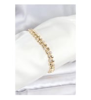 Mey İthalat® Pirinç Gold Renk VIP Seri Sarmal Damla Model Zirkon Taşlı Kadın Bileklik