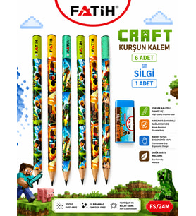Fatih Mini Craft B Kurşun Kalem Seti 6 Mini Craft Kurşun Kalem 1 Mini Craft Silgi Okul Kırtasiye Seti