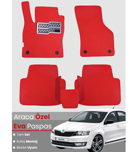 SKODA RAPİD (2012-2019) Uyumlu EVA Paspas Tam Set–Oto Paspas,Araca Özel,Kolay Montaj