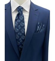 Brianze Lacivert Mavi Motif Desen Kravat Mendil Set