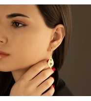 DKMN Gümüş Damla Biçimli Yıldız Sembol Küpe Kadın Gümüş Küpe (Gold)