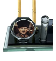 Sentez Masa Üstü İsimlik Ofis Hediyesi Atatürk Masa İsimliği (Altın / Dore)