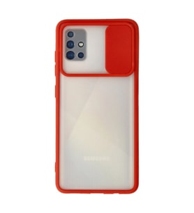 Samsung Galaxy A71 Kılıf Palm Buzlu Kamera Sürgülü Silikon - Kırmızı