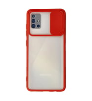 Samsung Galaxy A71 Kılıf Palm Buzlu Kamera Sürgülü Silikon - Kırmızı