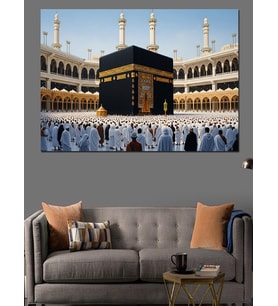 Kabe Etrafında İbadet Eden Kalabalık Dekoratif Kanvas - Mdf Ahşap Tablo