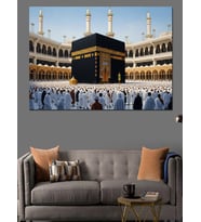 Kabe Etrafında İbadet Eden Kalabalık Dekoratif Kanvas - Mdf Ahşap Tablo