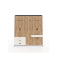 Hyperion Dolap 8 Raflı 4 Çekmeceli 3 Askılı 220x44x243 Antrasit-Çam/Aytaşı