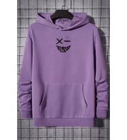 Cartoon Graphic Thermal Lined Drawstring Sweatshirt (Lila)