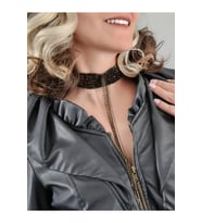 Sıralı Zincir Dokuma Sallantılı Vücut Tasma Choker Siyah Gold El Yapımı Kolye