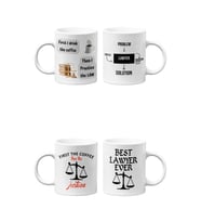 Avukat/Lawyer Hukukçu Temalı Hediyelik Dörtlü Beyaz Seramik Kupa Seti-1-DÖRTLÜ