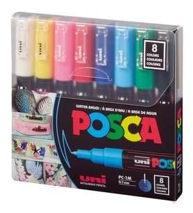 UNİ POSCA SU BAZLI MARKER ANA RENKLER PC-1M/8C 0.7mm 8'Lİ SET