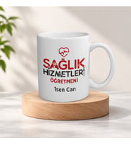 Kişiye Özel İsimli Sağlık Hizmetleri Öğretmeni Meslek Kupa Bardak