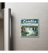 Zambiya Zambia - Posta Pulu Temalı Ülke - Baskılı Buzdolap Magneti Kare - 9x9 cm