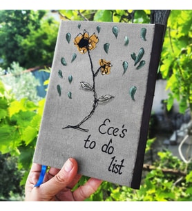 Kişiye Özel Notlu Kumaş Nakışlı Defter (Yeşil)