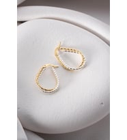 925 Ayar Gümüş Çift Renk Oval Burma Halka Küpe