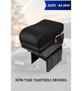 audi a3 2013 kol dayama Yastıklı Lüks Siyah geniş model Deri