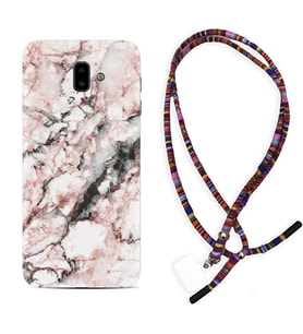 Samsung J6 Plus J7 Prime J7 Pro M20 Kılıf Boyun Asklı Rasta Silikon Colorfull Marble 2 1389