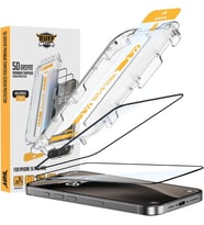 iPhone 16 Serisi ile Uyumlu 5D EasyFit 2 Adet Kolay Uygulama Aparatlı Ekran Koruyucu Temperli Cam, iPhone 16 Pro Max, Şeffaf