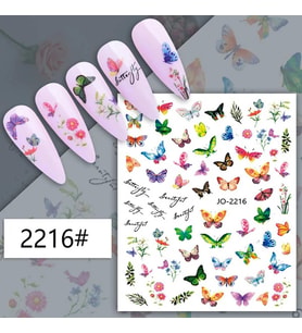 Adanil Renkli Kelebek Yazı Çiçek Sticker J0-2216