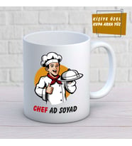 Kişiye İsme Özel Chef Temalı Kupa Bardak