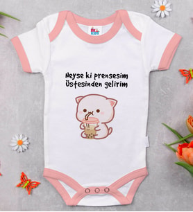 BK Kids Prensesim Üstesinden Gelirim Tasarımlı Pembe Bebek Body Zıbın-1