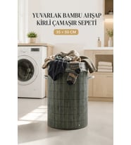 50 Litre Bambu Kirli Çamaşır Sepeti Modern Tasarım Çamaşır Sepeti Oyuncak Kutusu