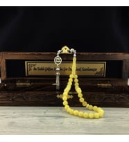 KİŞİYE ÖZEL İSİM YAZILI ORJİNAL DAMLA KERİBAR TESBİH (Sarı)
