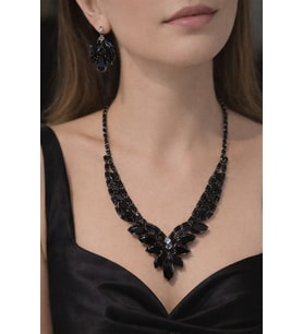 Black Crystal Özel Tasarım Kolye & Küpe Set