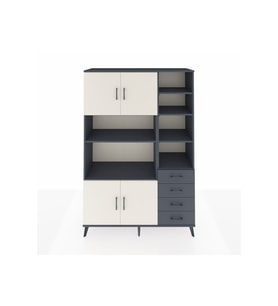 Hyperion Dolap 9 Raflı 4 Çekmeceli 4 Kapaklı 132x44x195 Antrasit-Aytaşı/Antrasit