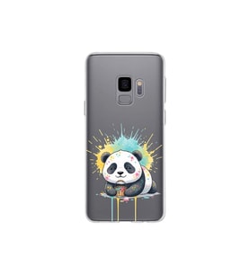 Samsung Galaxy S9 ile Uyumlu Splash Panda Tasarımlı Şeffaf Silikon Kılıf