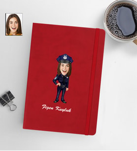 Kişiye Öze Polis Kadın Model 13x21 Kırmızı Defter-21