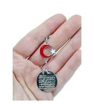 Kırmızı Ay Yıldızlı Araba Dikiz Ayna Süsü Metal Ayetel Kürsi, Lüks Yeni Araba Hediyesi