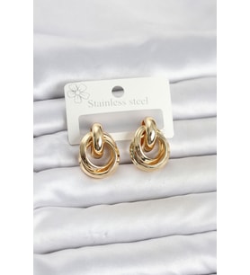 316L Çelik Gold Renk Halka Model Kadın Küpe