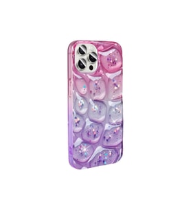 Apple iPhone 15 Pro Uyumlu Kılıf Simli 3D Desenli Zore Hacar Kapak (Pembe- Mor)