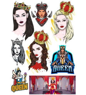 Kraliçe Sticker Set 8 8 Parça Telefon, Tablet, Defter, Laptop Sticker