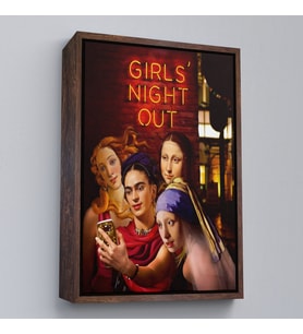 Çerçeveli Kızlar Gecesi, Girls Night Out, Dekoratif Duvar Tablosu (Kahverengi)