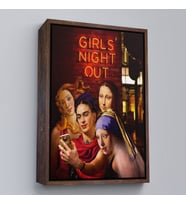 Çerçeveli Kızlar Gecesi, Girls Night Out, Dekoratif Duvar Tablosu (Kahverengi)