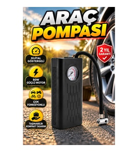 Çok Fonksiyonlu Dijital Göstergeli 80W Elektrikli Lastik Hava Pompası