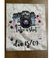 24X20 CM KADİFE PAYET VE BONCUK İŞLEME FOTOĞRAF MAKİNESİ APLİKE ARMA YAMA (Mor)