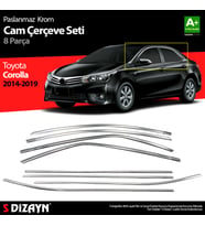 Toyota Corolla Krom Cam Çerçevesi 8 Prç. 2013-2018 A+ Kalite