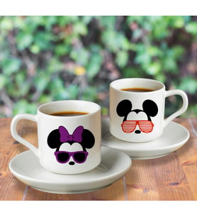 Micky Mouse Sevgili Çift Tasarımlı Türk Kahvesi Fincanı Seti İkili