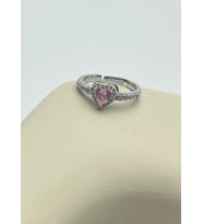 Çelik Silver Pembe Taşlı Ayarlanabilir Yüzük - 25yzk253