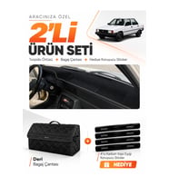 RENAULT 9 SPRİNG (1991-1996) Uyumlu Torpido Örtüsü + Deri Bagaj Çantası + Sticker Seti - Siyah