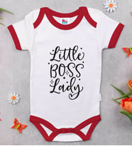 BK Kids Little Boss Lady Tasarımlı Kırmızı Bebek Body Zıbın-1