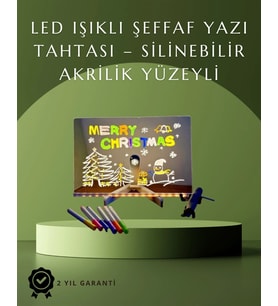 Şık ve Modern LED Pano – Neon Işıklı Silinebilir Akrilik Yazı Tahtası, 7 Renkli Kalem Dahil