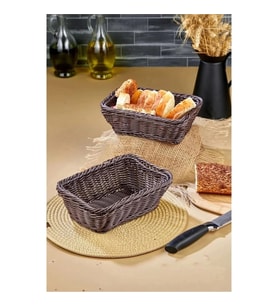 COOKER EKMEK SEPETİ DİKDÖRTGEN HASIR GÖRÜNÜMLÜ YK1453 9139 (Gri)