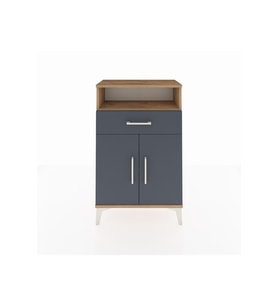 Arges Komodin 2 Raflı Tek Çekmeceli 2 Kapaklı 60x30x96 Çam-Antrasit