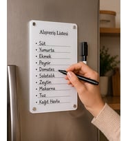 Rakı Beyazı Pleksi Alışveriş Listesi  Silinebilir Yazı Tahtası  Magnetli Buzdolabı Notluk  20x13 cm