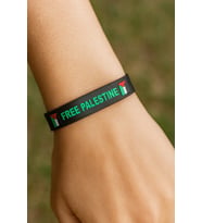 “Free Palestine” Yazılı Siyah Unisex Bileklik – Dayanışma, Anlamlı ve Özgün Tasarım